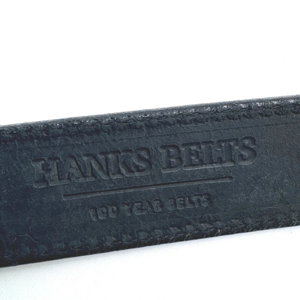 HANKS BELTS Men's 42 Black Genuine Leather 100 Year Ranger Belt Silver Buckle